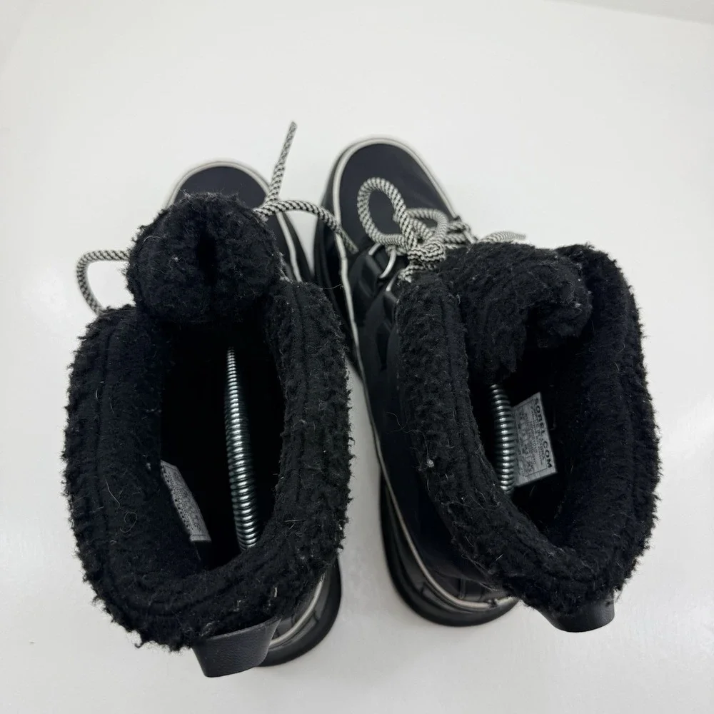Sorel Explorer Carnival Womens 9.5 Black Waterproof Winter Snow Boots NL3040-010